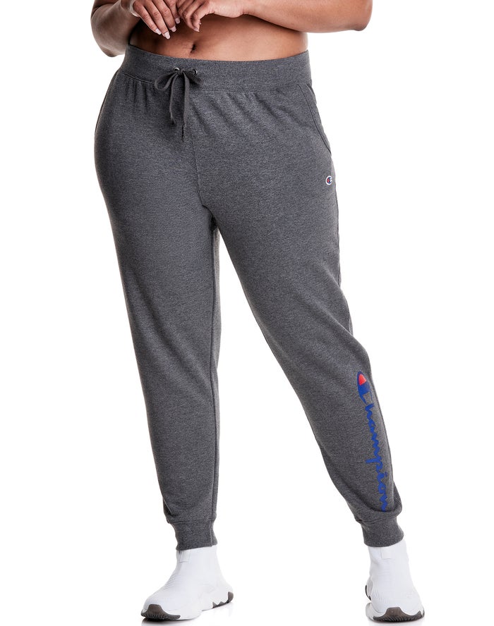 Champion Joggingbroek Dames - DonkerGrijs - Plus Powerblend Fleece Script Logo ( 917563-TUD )